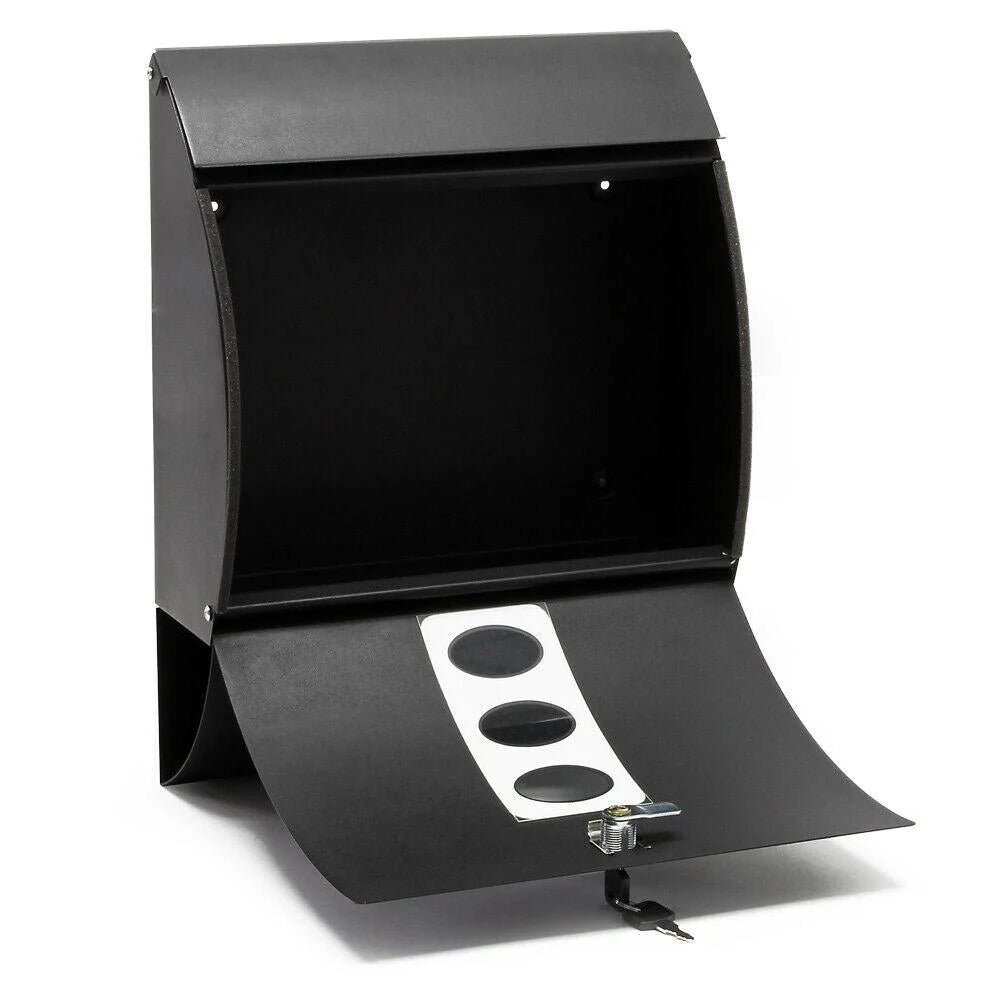 Cassetta postale di design da parete con scomparto per giornali acciaio zincato 32 x 40 x 12 cm nero 16_0000081