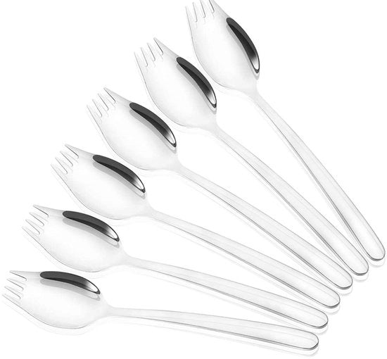 Set di Cucchiaini e Forchette da 6 Stuks - Acciaio Inossidabile - Cucchiaino/Forchetta - Duraturo - Per Insalata/Frutta/Gelato - Leggero e Salutare - Cucchiaini e Forchette da Cucina