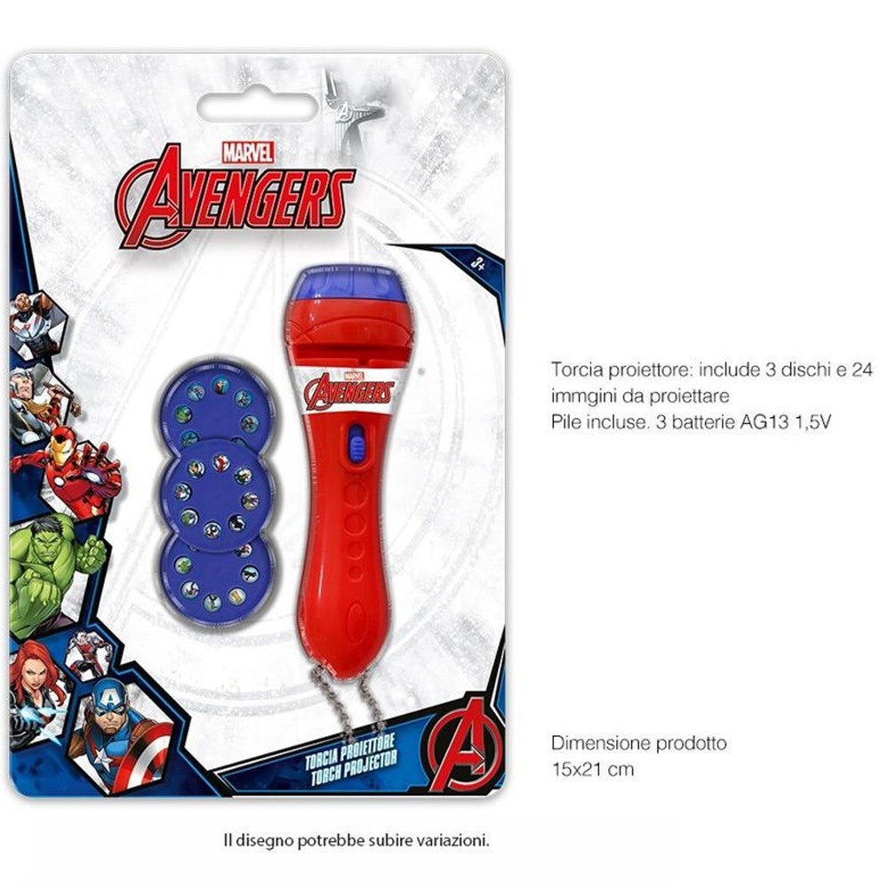 Trade Shop - Torcia Proiettore Avengers Marvel 24 Immagini Da Proiettare Gioco Bambini -