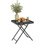 Tavolo da giardino pieghevole 70 x 70 cm; tavolo da balcone impermeabile in acciaio con design ritagliabile; tavolo da pranzo all'aperto; tavolino laterale quadrato; tavolo da patio per terrazza giardino balcone nero