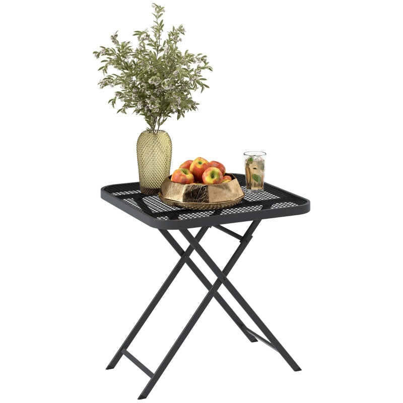 Tavolo da giardino pieghevole 70 x 70 cm; tavolo da balcone impermeabile in acciaio con design ritagliabile; tavolo da pranzo all'aperto; tavolino laterale quadrato; tavolo da patio per terrazza giardino balcone nero