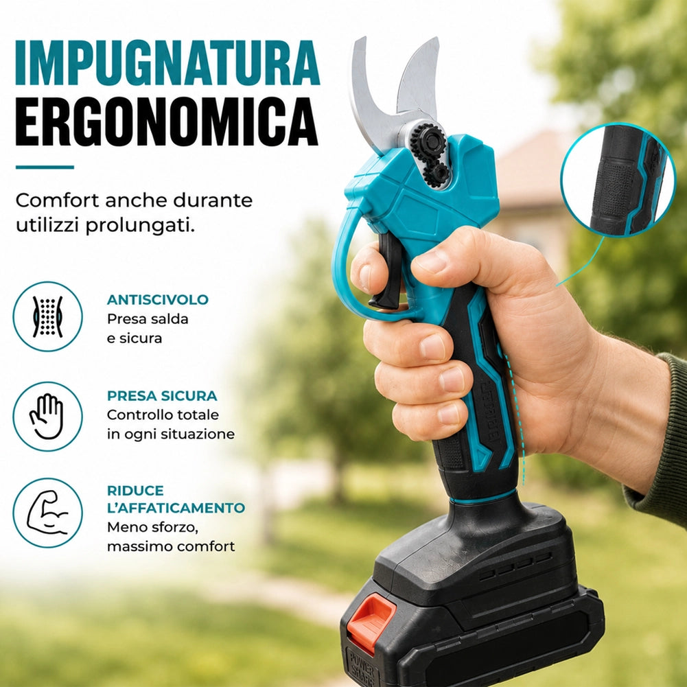 Forbici a Batteria da Potatura Troncarami Cesoie con batteria 21V in Valigetta