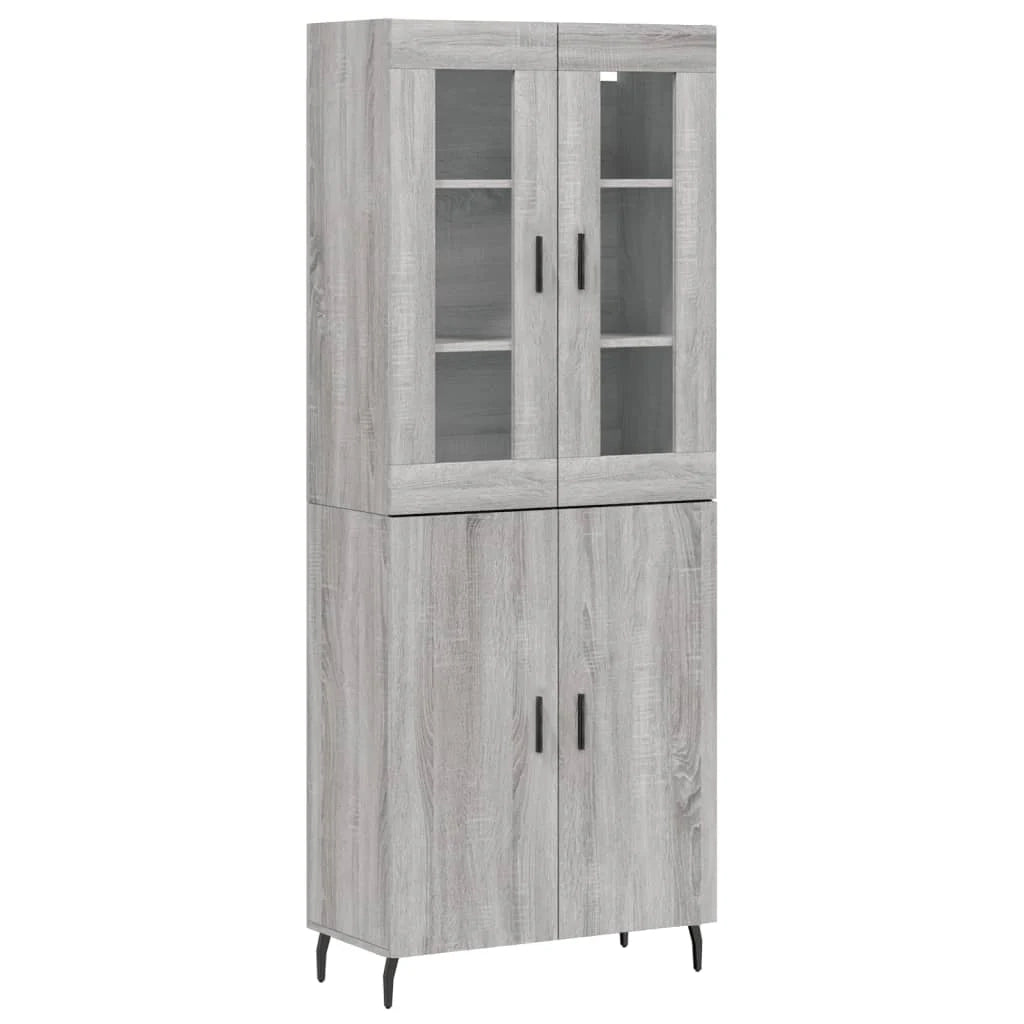 Buffet credenza cassettiera armadio mobile contenitore organizer cucina soggiorno salotto rovere Sonoma alto 69,5 x 34 x 180 cm legno ingegnerizzato grigio 02_0035568