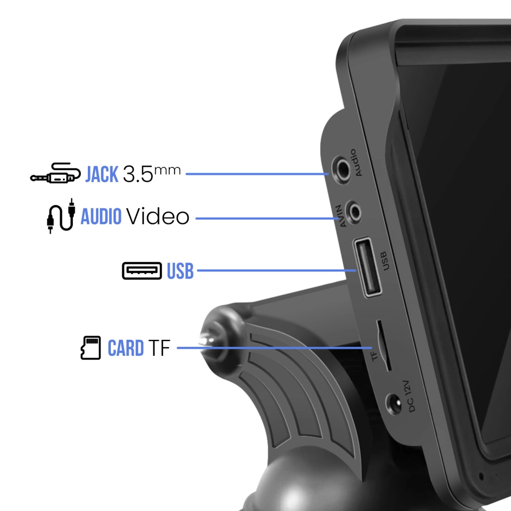 Schermo 7" CarPlay Bluetooth Parabrezza con Retrocamera Nero Avizar