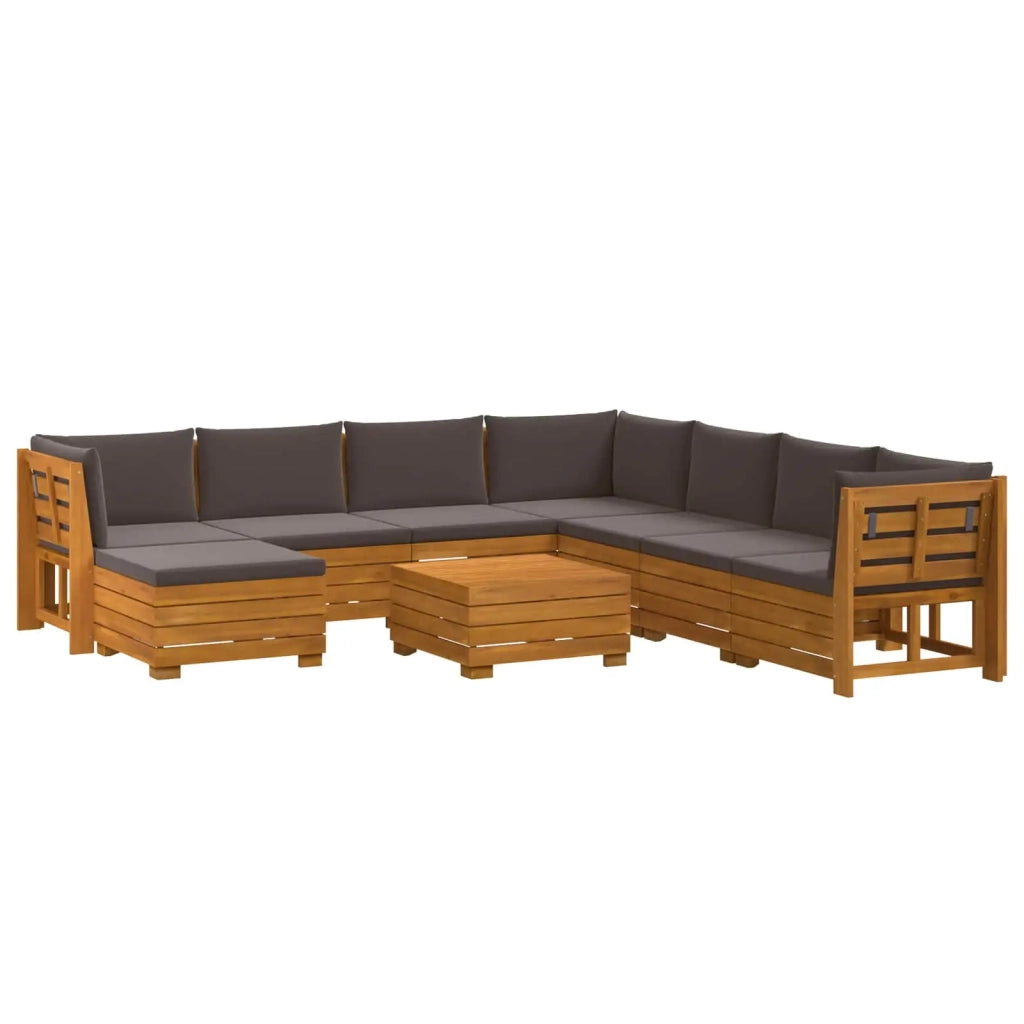 Set di divani da esterno con cuscino 9 Pezzo Marrone 3403111