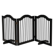 Cancello per Cani 3 Pezzi con Porta ¨C zephmum ¨C Nero 154.5x61 cm