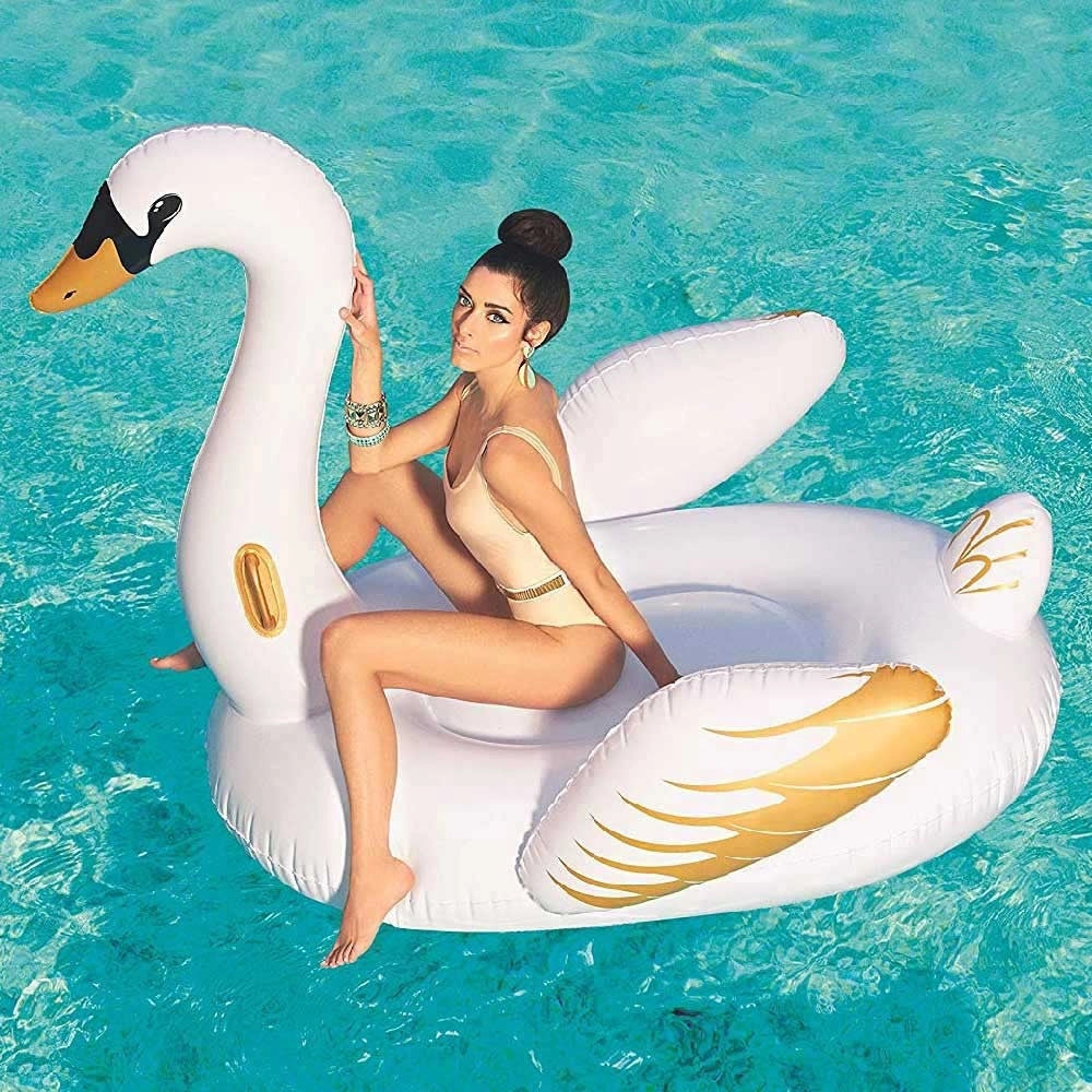 Cigno Fashion Luxury Cavalcabile Gigante 169 X 169 Cm Bianco E Oro Isola         