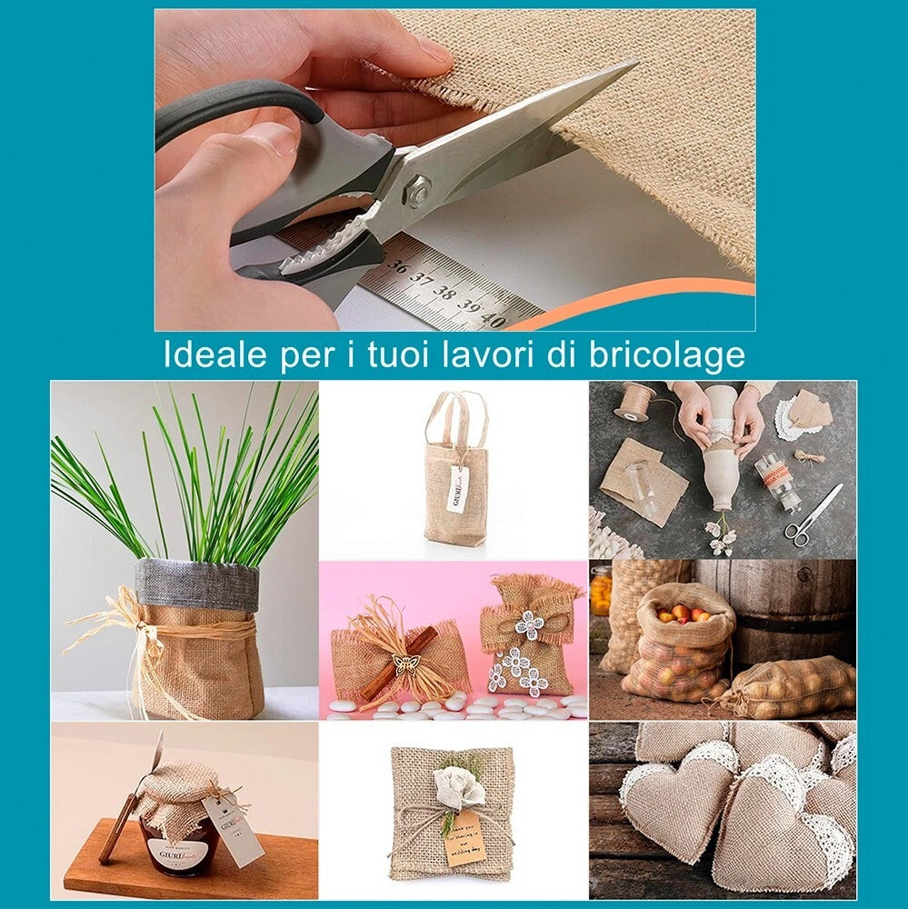 Juta Tessuto Tela Yuta 140x300 Cm Fibra Naturale 305 GR/m² Decorazioni Casa Rivestimenti Bricolage