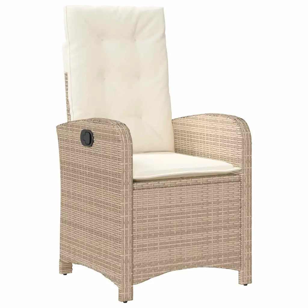 Set da Pranzo per Giardino con cuscino 5 pcs Beige polyrattan