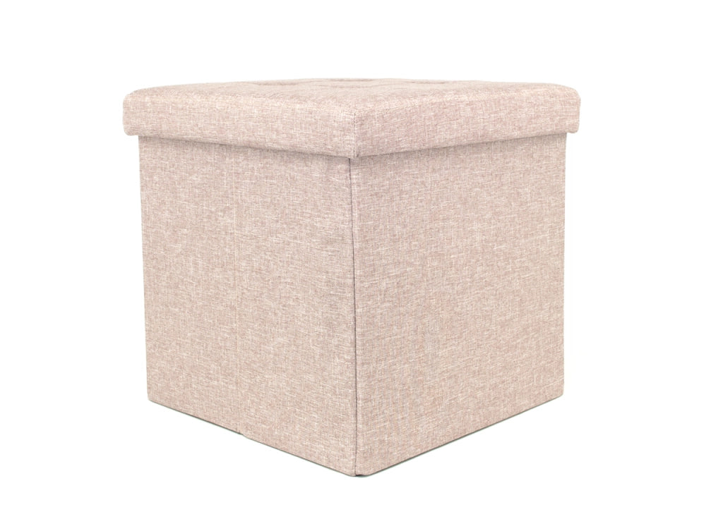 Pouf Contenitore Imbottito Pieghevole Modello Liner Colore Caffelatte