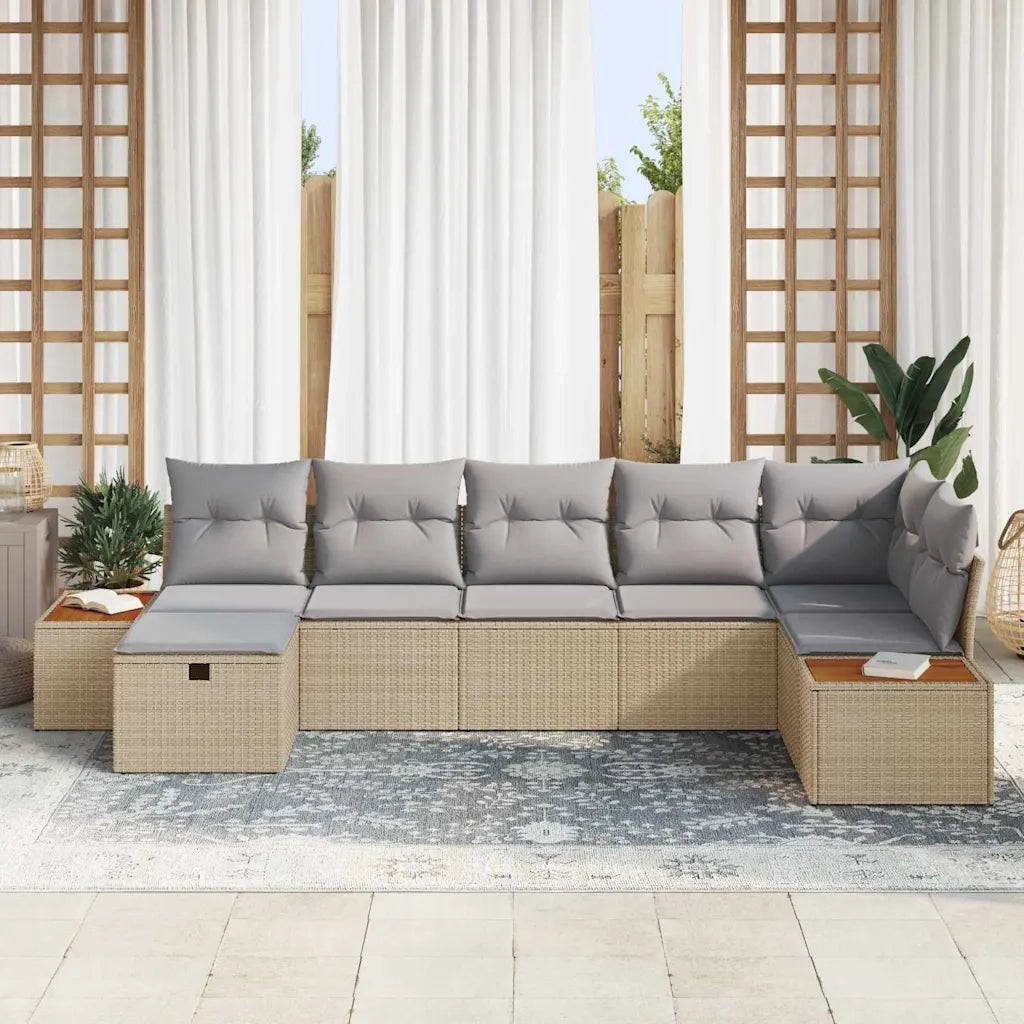 Set Divano da Giardino con cuscino 8 pcs Beige polyrattan 3359642