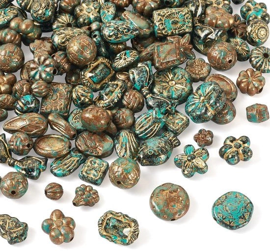 Acquario di Acrylo 100G - Cordoni Ondorizzolati in Acrylo - Spacer in Metallo dorato - Forme miste - 46 pezzi per 50G - Acrylo di alta qualità - Cordoni per gioielli