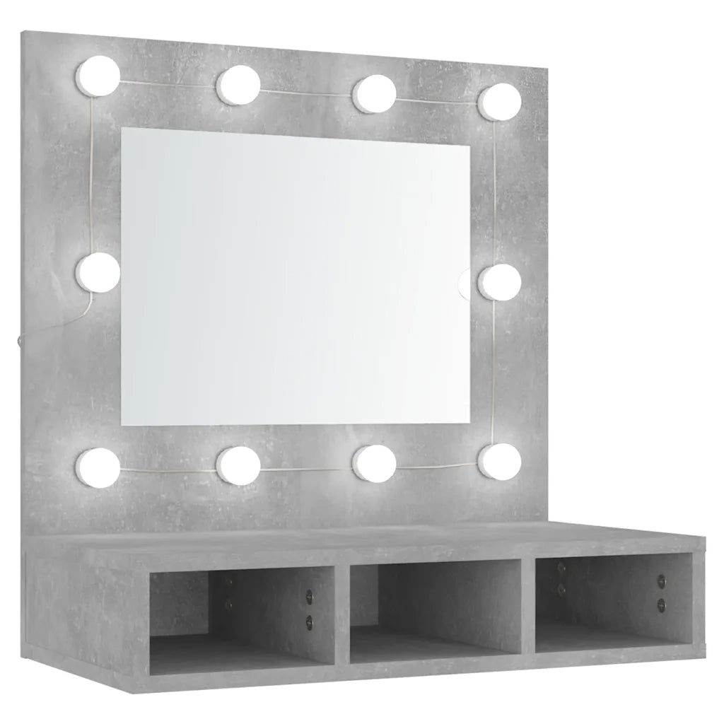 Mobile a Specchio con LED Grigio Cemento 60x31,5x62 cm 808886