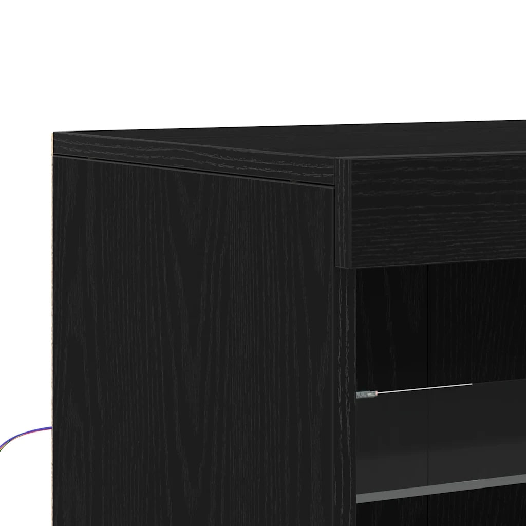 Madia LED Rovere Nero 60,5 x 37 x 67 cm Legno multistrato 863044