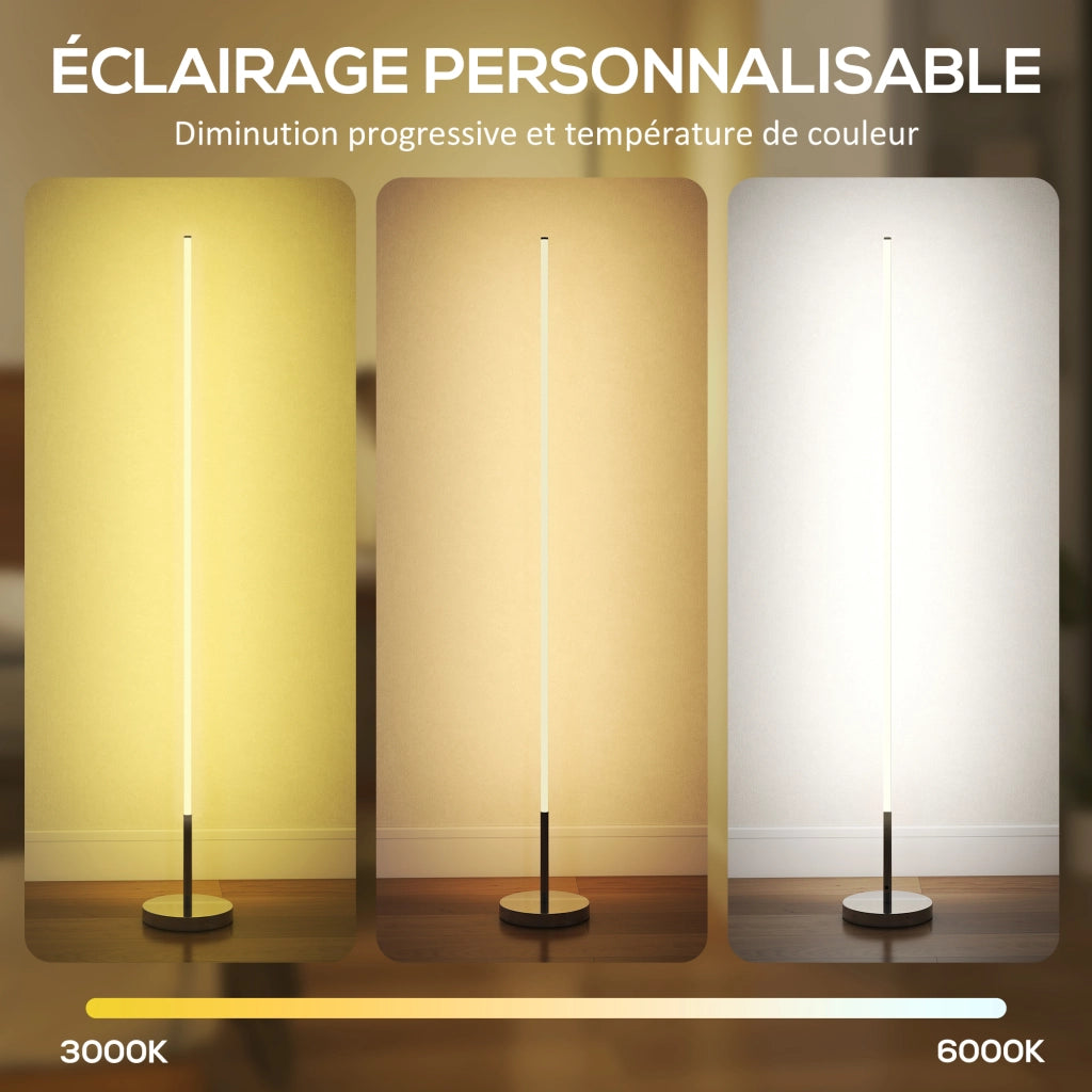 Lampada da terra LED dimmerabile ¨C Xylo ¨C con telecomando e interruttore a pedale, ?20x150cm, argento