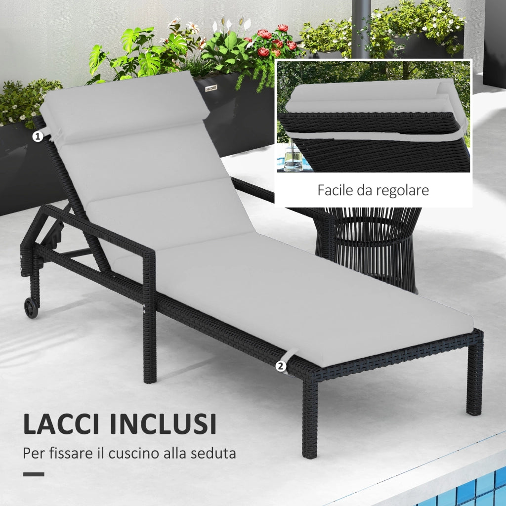 Cuscino per Lettino Prendisole ¨C Xylo ¨C Tessuto Grigio Chiaro con Lacci