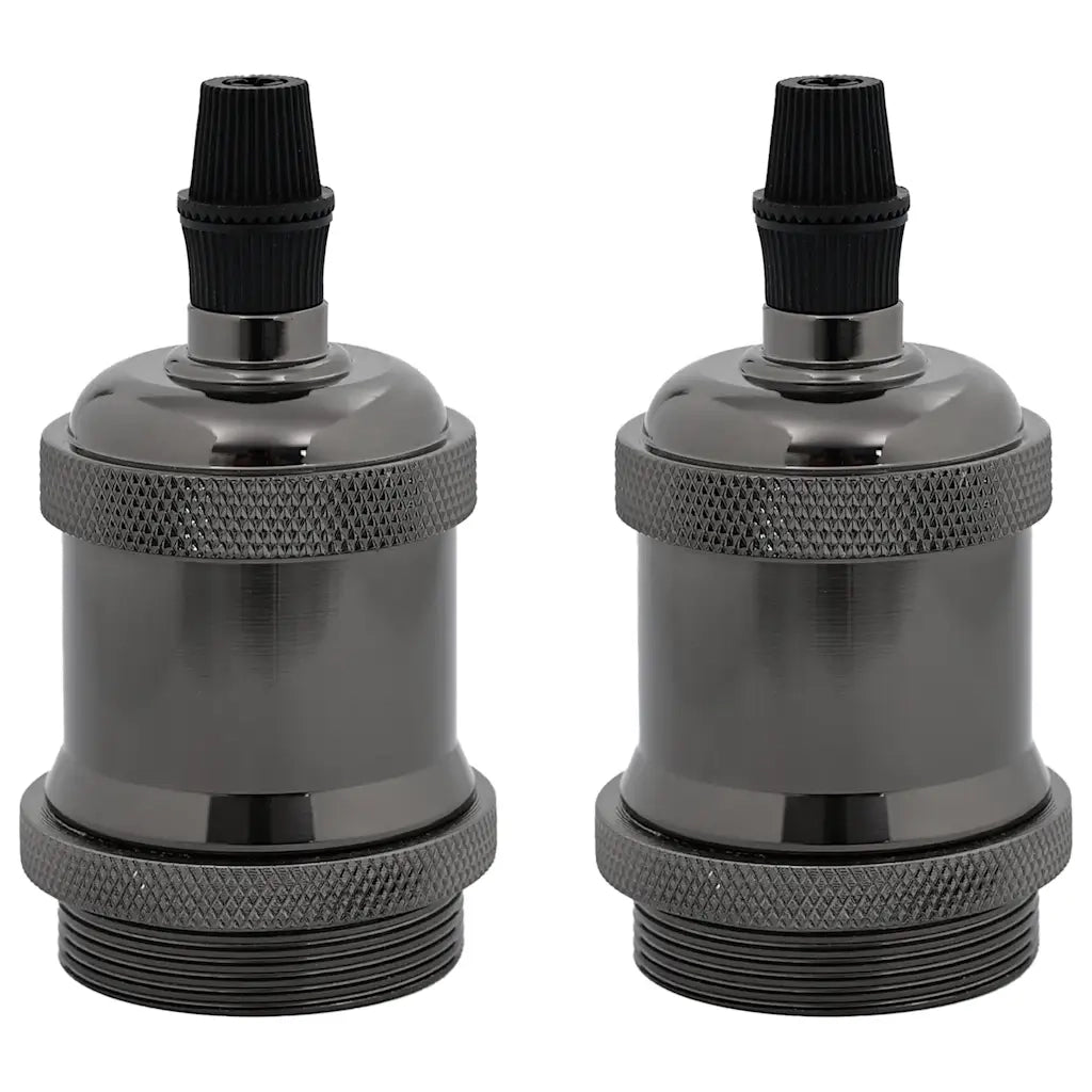 Portalampade 2 pz Nero Lucido E27 4106528