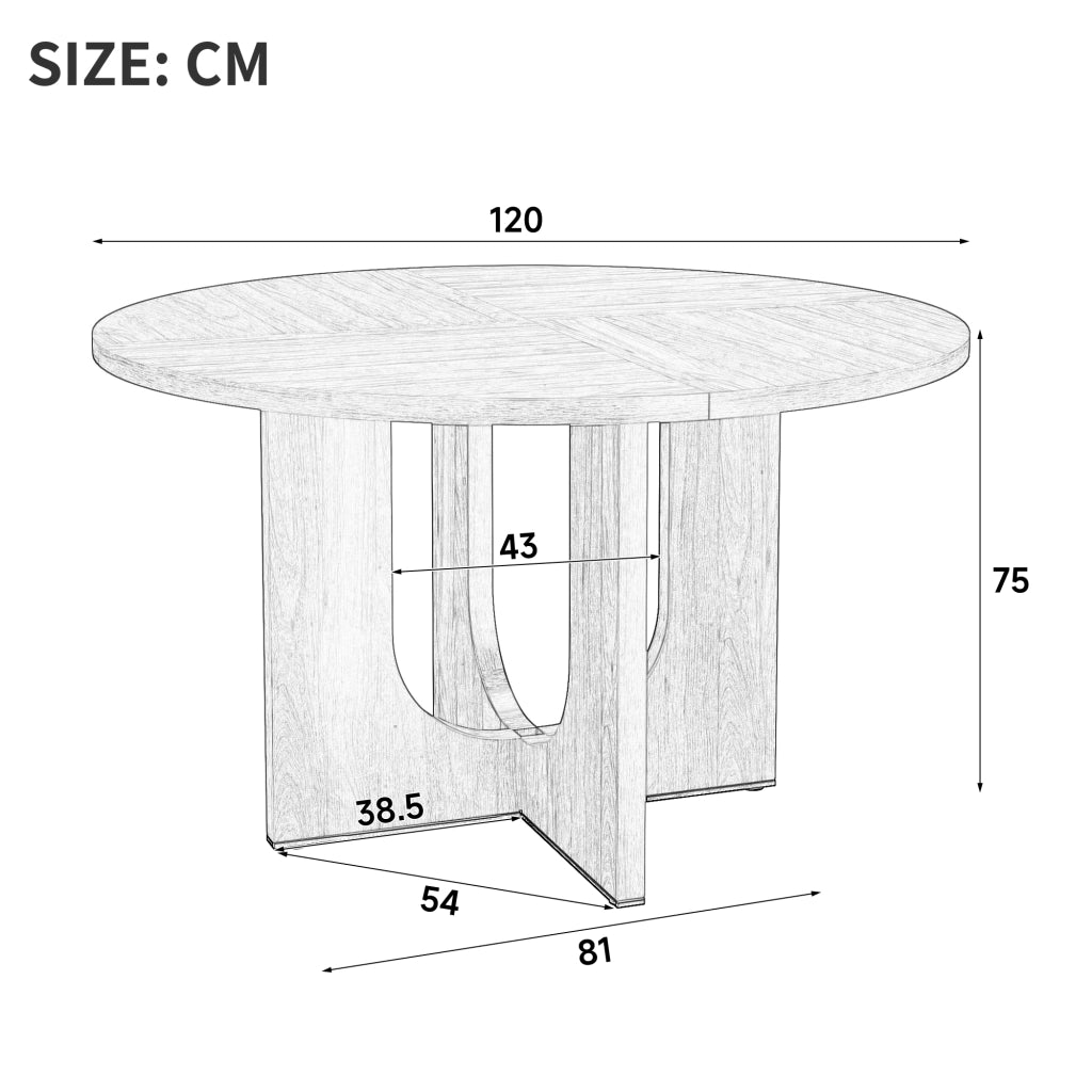 Tavolo da pranzo rotondo 120 cm, 4-6 posti, colore noce, in MDF