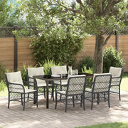 Set da Pranzo per Giardino con cuscino 7 pcs Nero polyrattan
