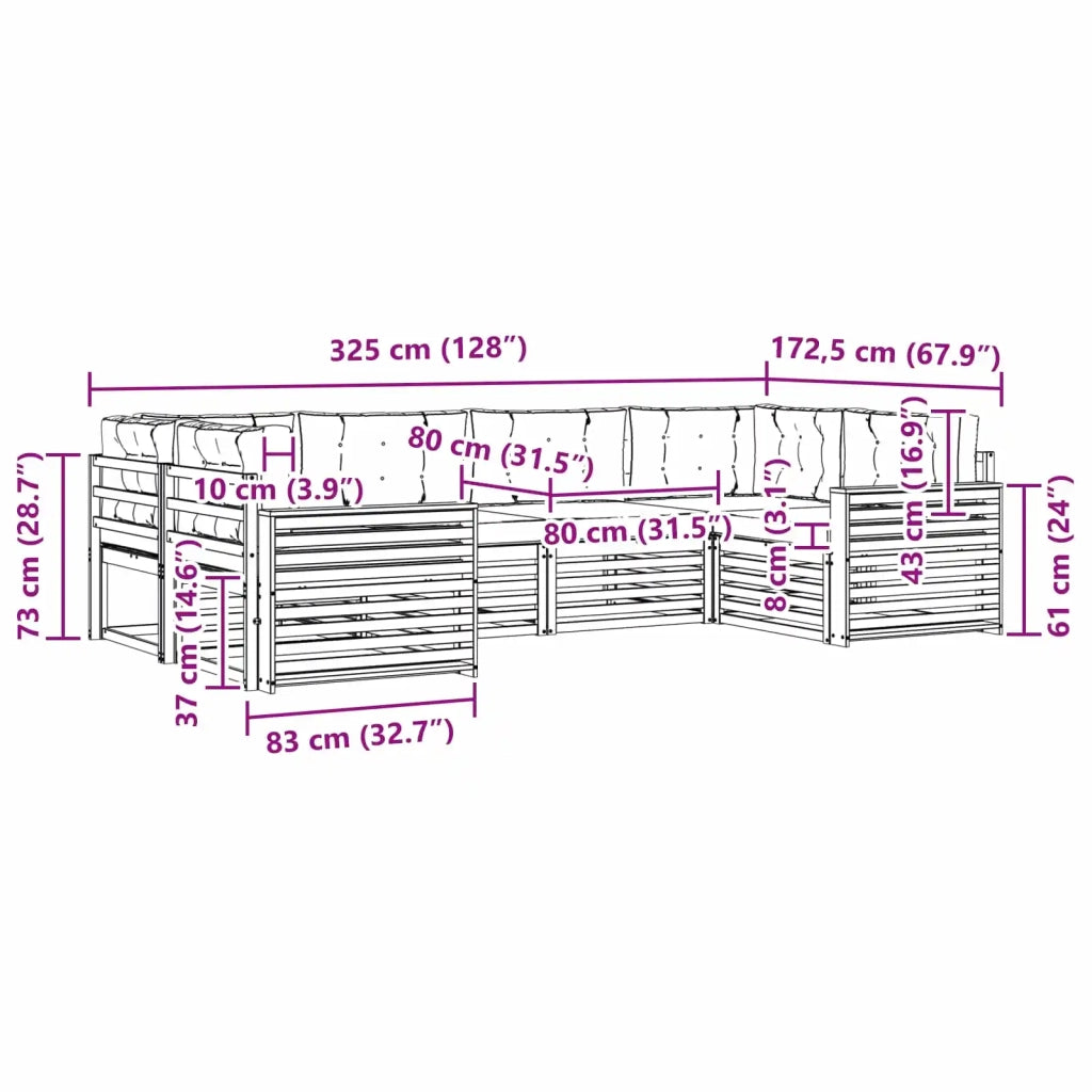 Set di divani da esterno 6 pcs Bianco e Crema 3391050