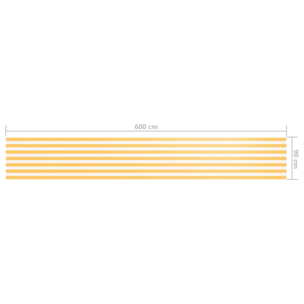 Paravento Balcone Bianco e Giallo 90x600 cm Tessuto Oxford 134907