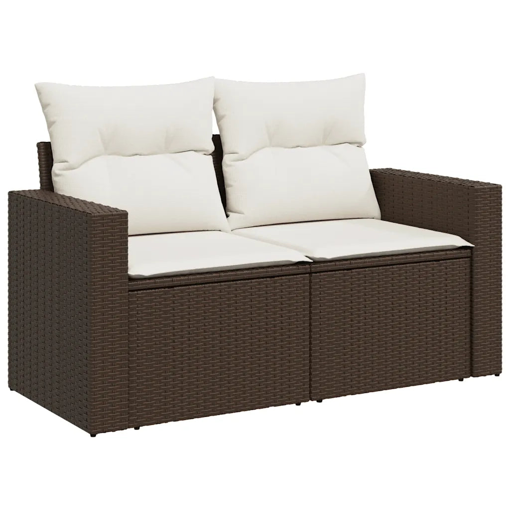 Set Divani da Giardino 10pz con Cuscini in Polyrattan Marrone 3219423