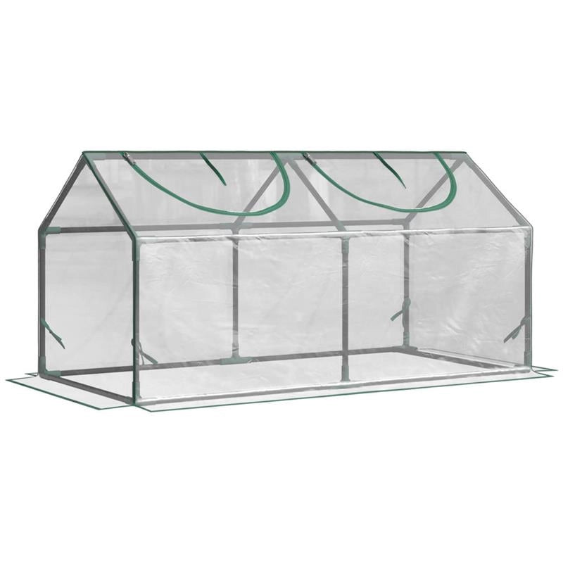 MINI SERRA CON 2 FINESTRE AVVOLGIBILI E COPERTURA PVC ANTI-UV 119X60X60CM