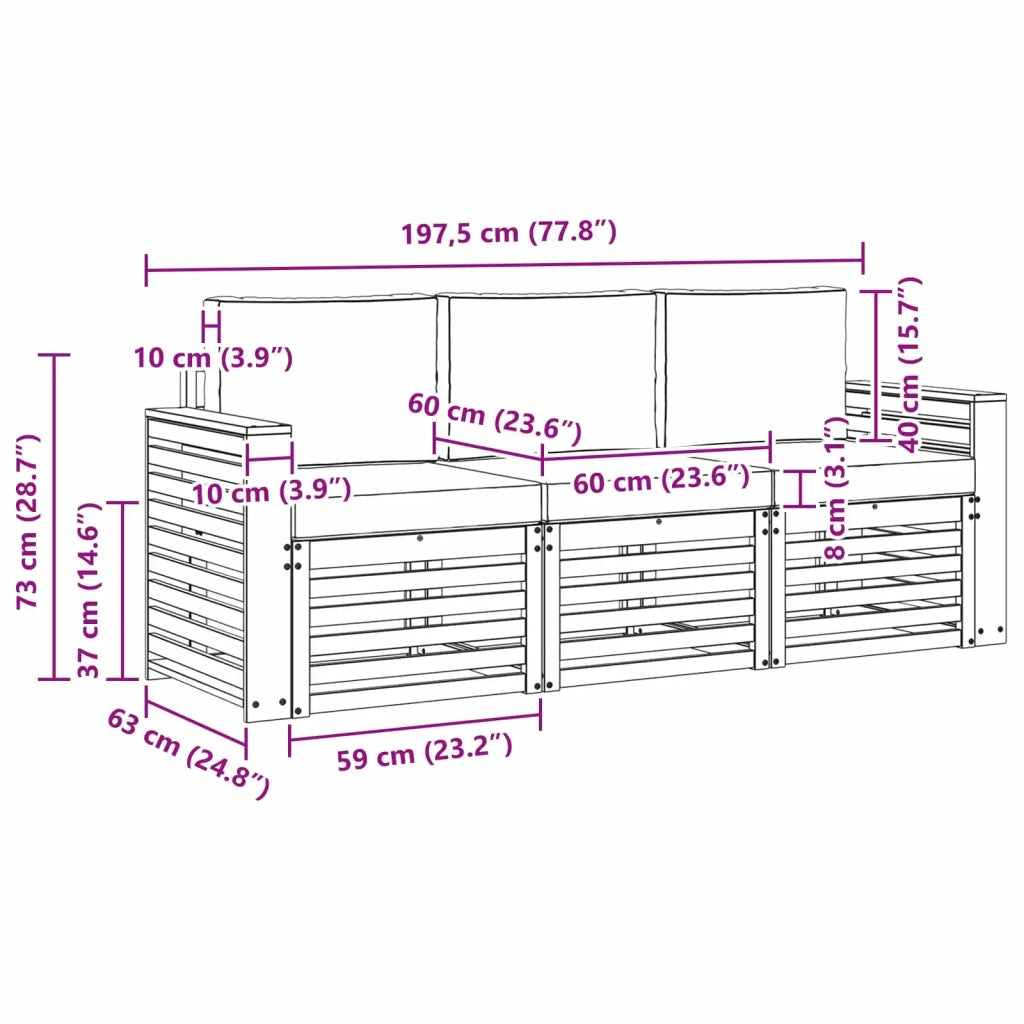 Set divani Legno di Acacia Massello 3391322