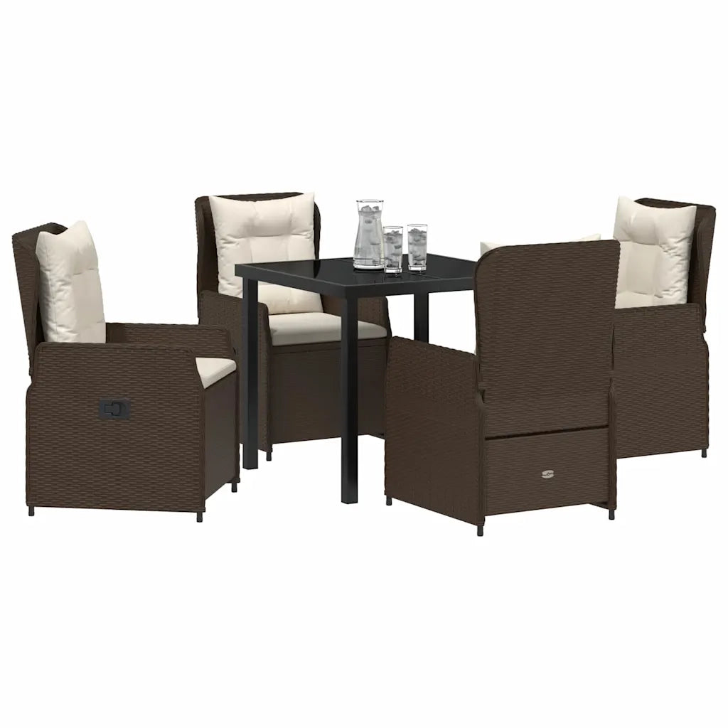 Set da Pranzo per Giardino 5 pcs Marrone polyrattan