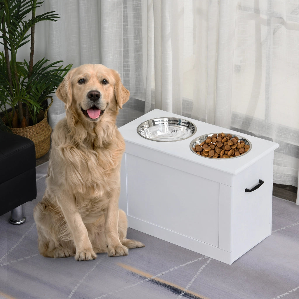 Ciotola per Cane Elevata con Contenitore ¨C Zephmum ¨C Bianco 2x2000ml