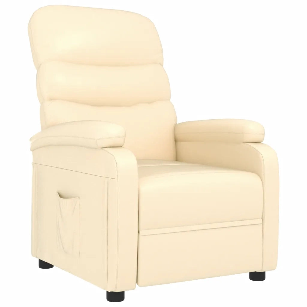 Poltrona Reclinabile Crema in Similpelle 342687
