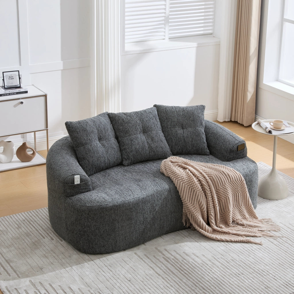 Divano 2 Posti con Cuscini in Chenille ¨C Xylo ¨C Grigio