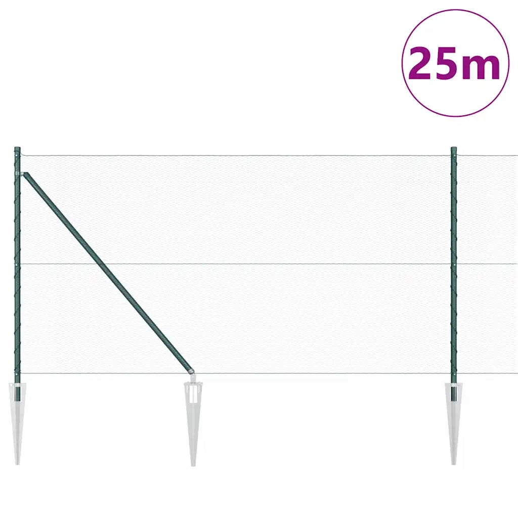Palo della recinzione Verde 25 x 1 m (rete da 13 mm) Acciaio