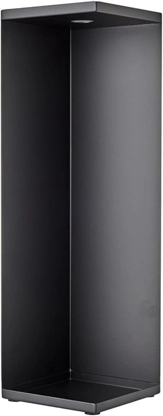 Sostegno per carta igienica Tower nero con design chiuso.