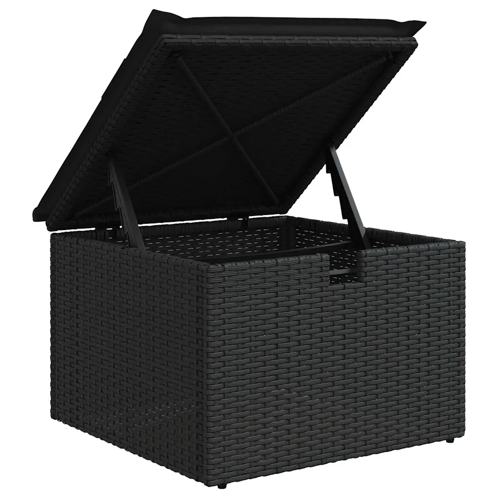 Set di divani con cuscino con archiviazione Nero polyrattan 3359292