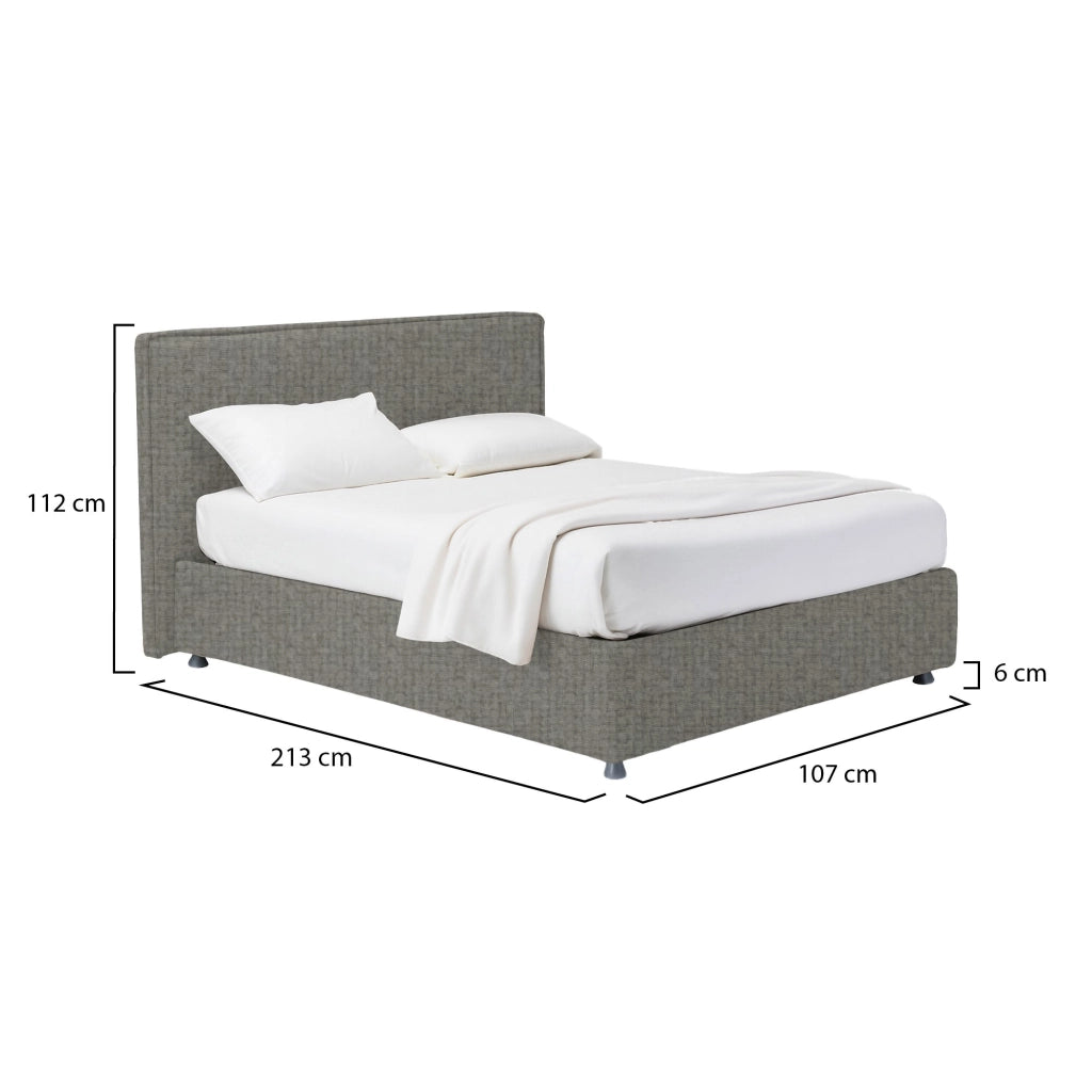 Rugby, Letto Singolo Sfoderabile Made in Italy, Grigio Cenere