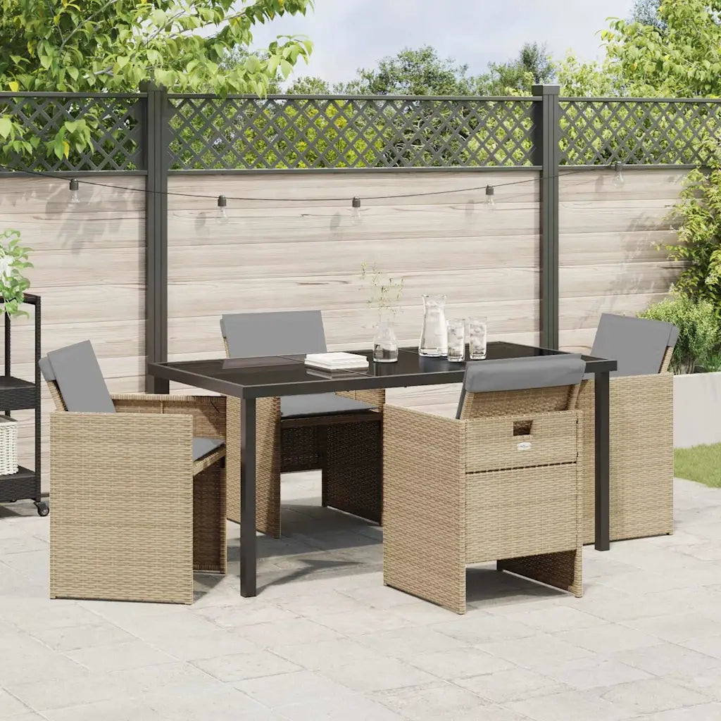 Set da Pranzo per Giardino 5 pcs Beige polyrattan
