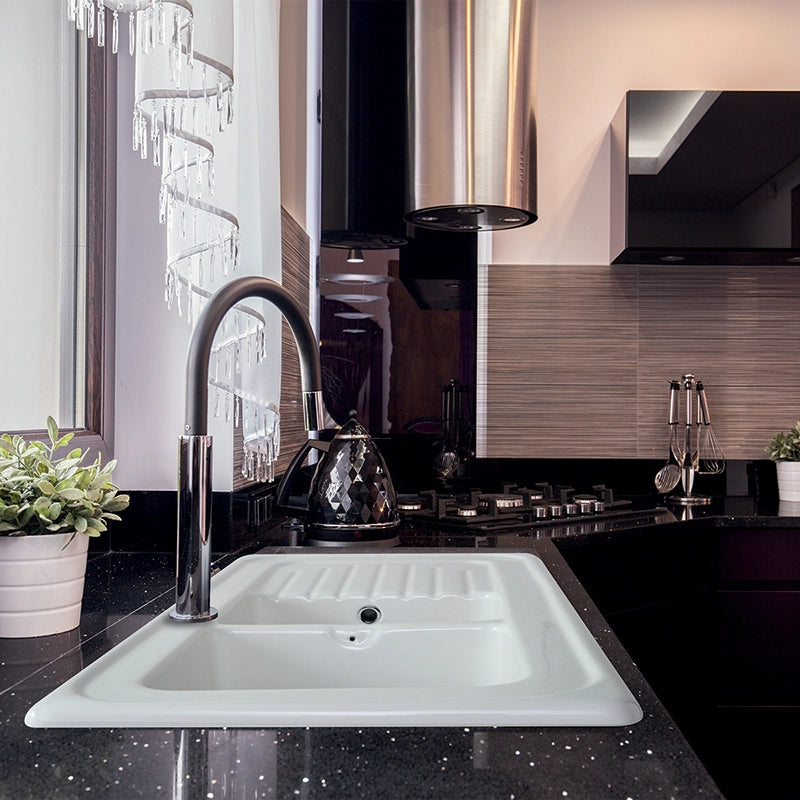 Lavello da incasso in ceramica due vasche 116x50 cm - Bianco