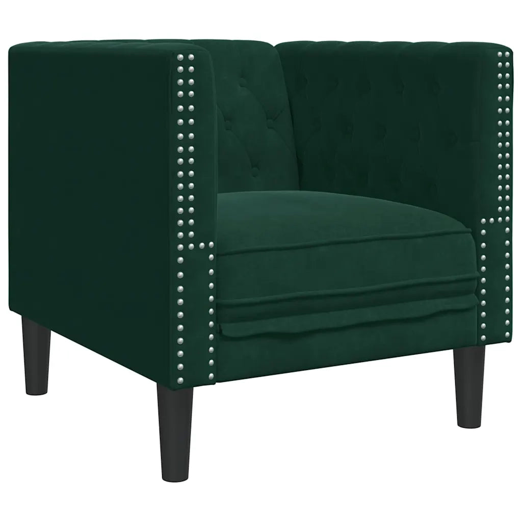 Poltrona Chesterfield Grigio Scuro in Velluto 372675