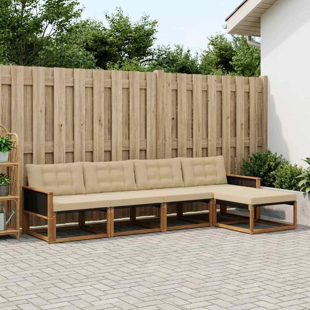 Set di divani da esterno 5 pz Naturale e Beige 3381353