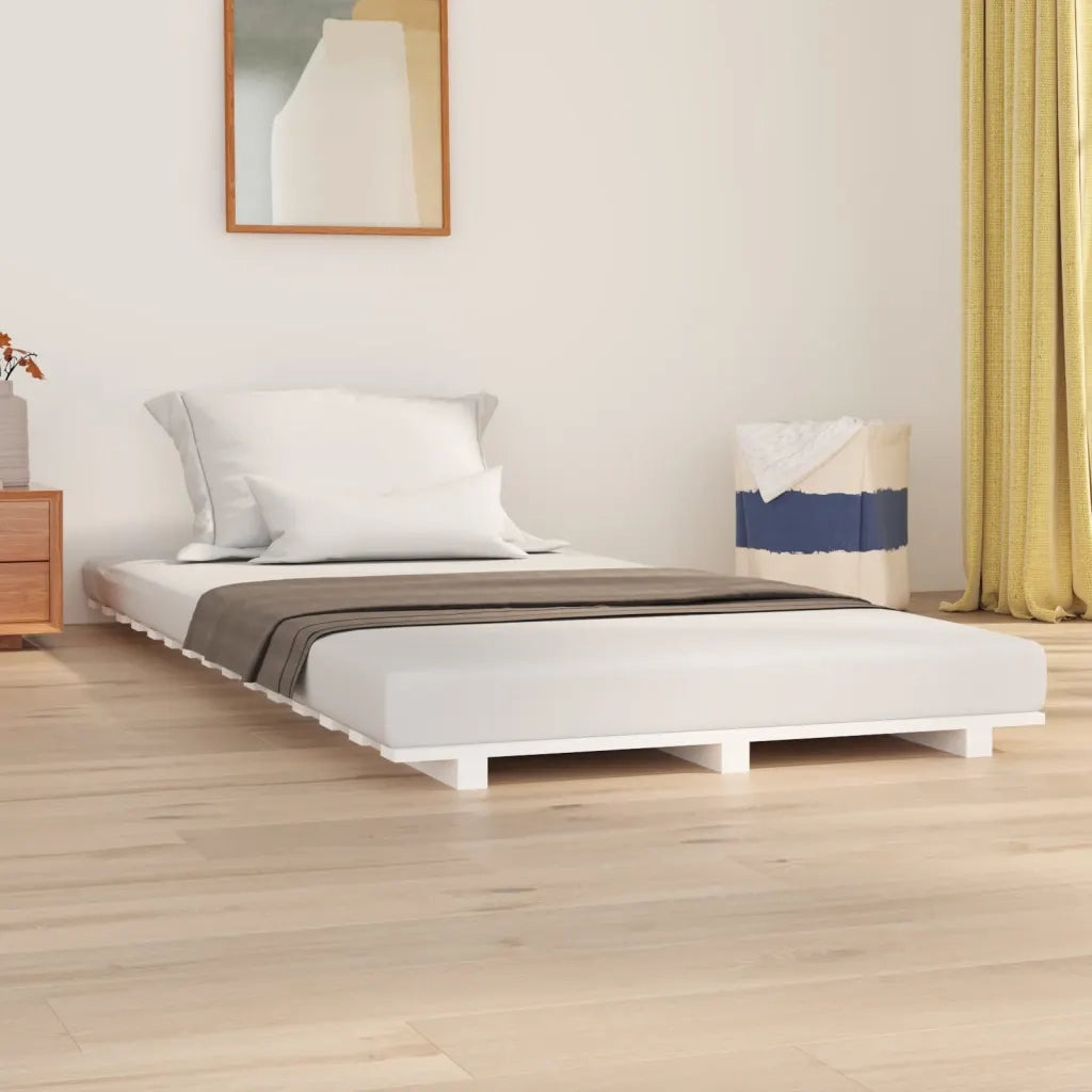 Giroletto senza Materasso-Struttura Letto Bianco 100x200 cm Legno Massello Pino 811845