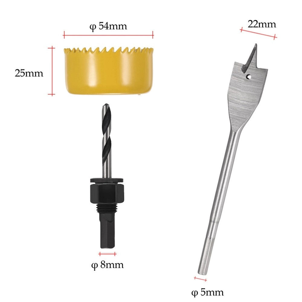 Trade Shop - Punta Trapano Per Foro Set 3 Pezzi Frese Fresa A Tazza Circolare Legno Plastica -