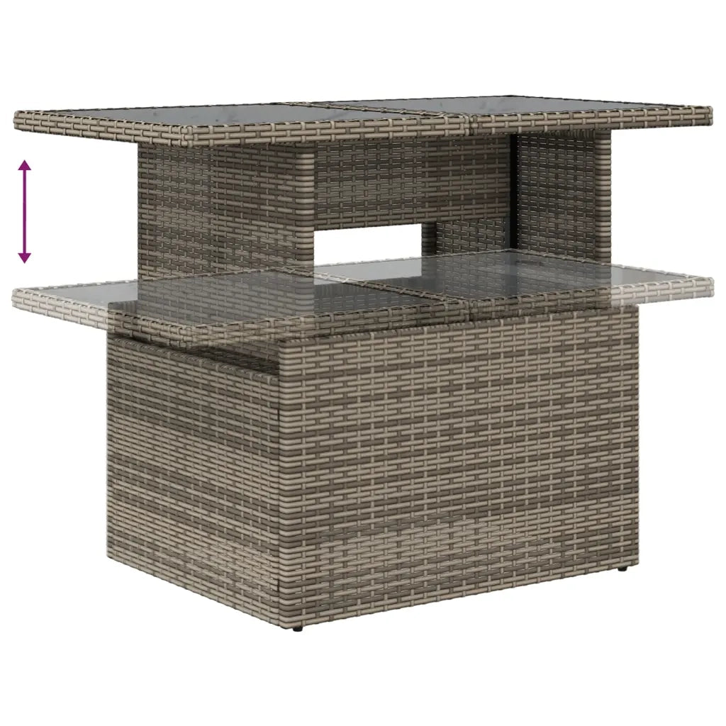 Set Divano da Giardino 9 pz con Cuscini Grigio in Polyrattan