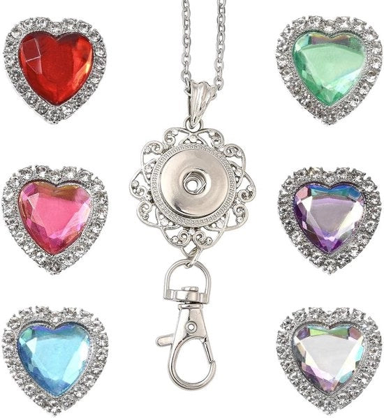 Set di 6 Snap Knop Kettingen con Charms Sostituibili