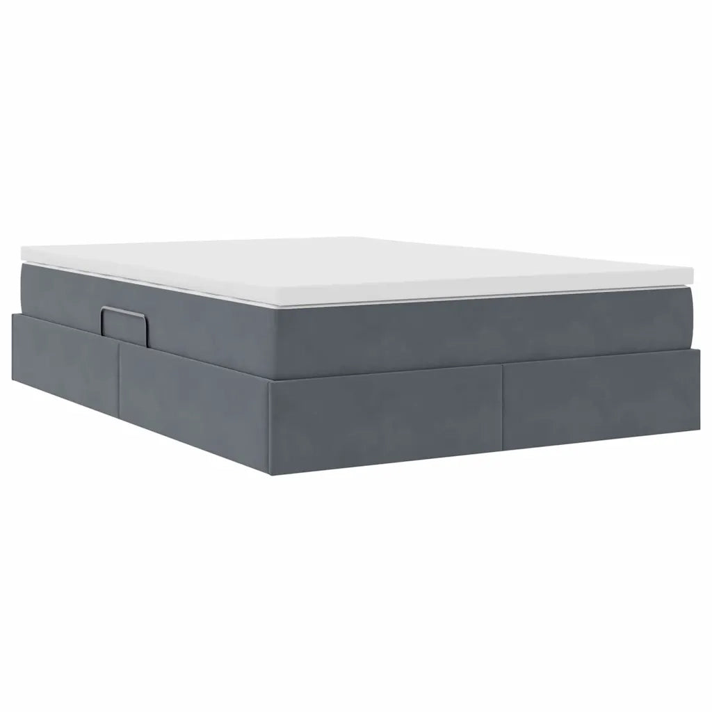 Letto con contenitore e materasso Grigio scuro 140 x 190 cm