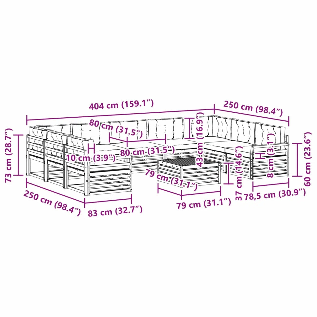 Set di divani da esterno 10 pcs Bianco e Crema 3391195