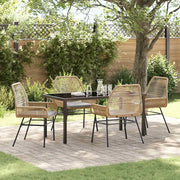 Set da Pranzo per Giardino con cuscino 5 pcs Marrone polyrattan