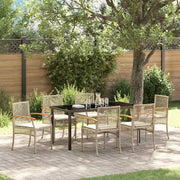 Set da Pranzo per Giardino 7 pcs Beige polyrattan