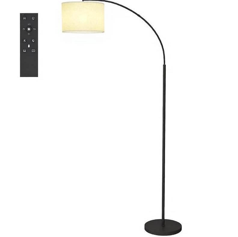 Lampada da terra moderna con arco DESMIU, regolabile in metallo e tessuto, 180,6 cm, nero o crema