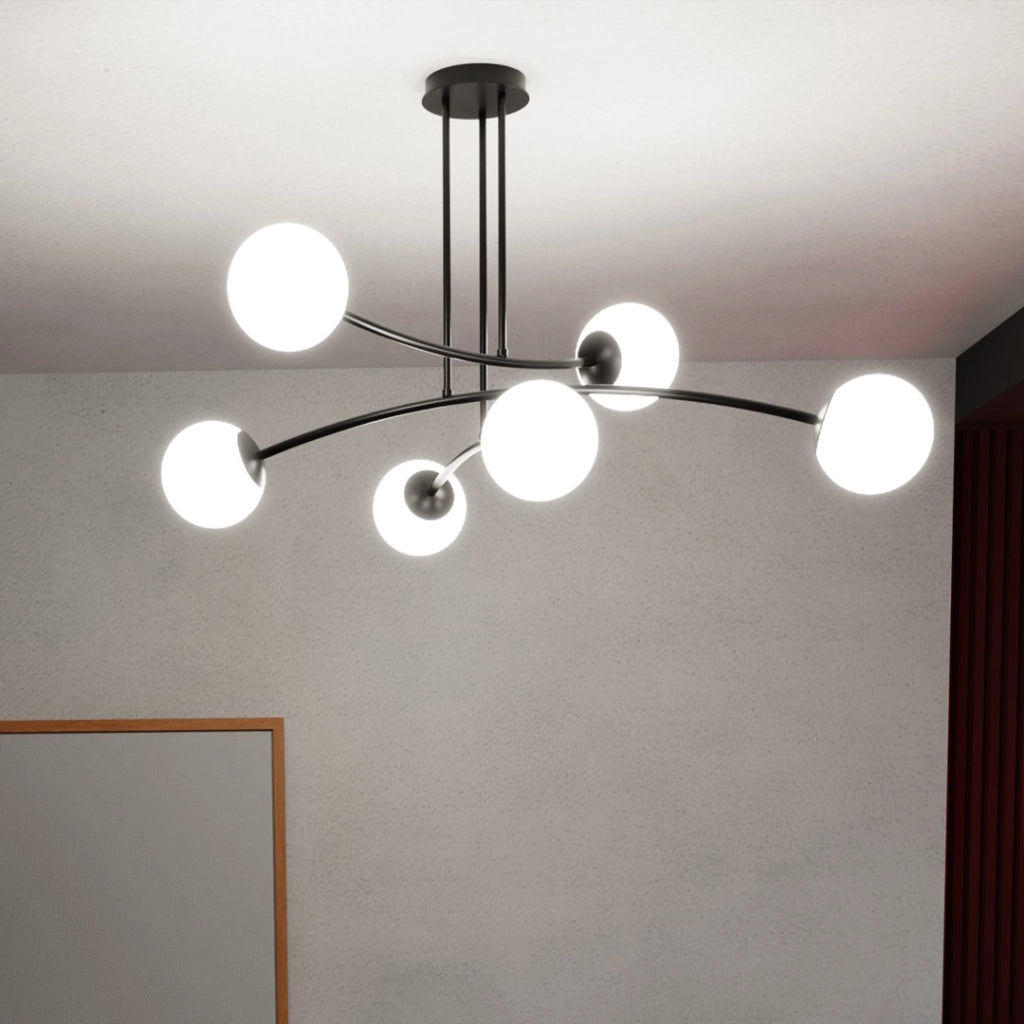 Emibig lampadario HALDOR nero/bianco 6xE14 metallo vetro